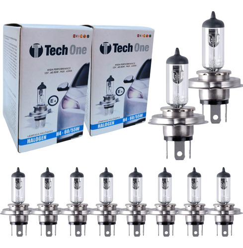 Kit 10 Lampada Halogena H4 3000k 12v 55/60w Techone