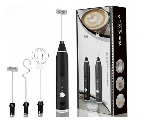 Espumador De Leche Café Recargable Usb Con 3 Velocidades