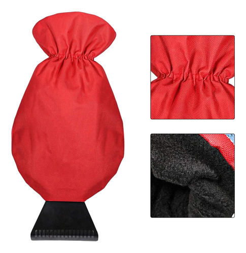 Prevenga Los Rasguños Auto Snow Ice Scraper Mitt Rojo