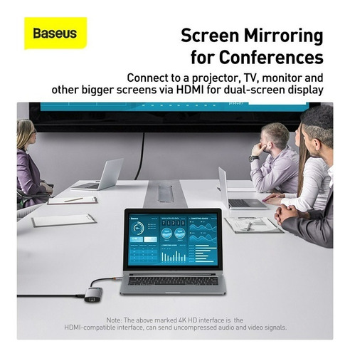 Baseus Ancoragem Usb C Adapter 8 Em 1 Hdmi 4k