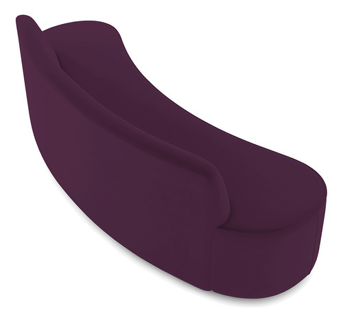 Sofá 3 Lugares Curvo Sala Cancún Veludo Roxo C-292 210cm