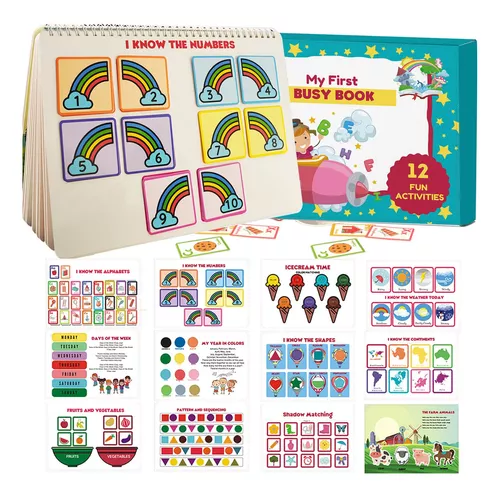 Libro silencioso para niños pequeños Montessori Actividades Juguetes Busy  Book Sensory Educativo Preescolar Libro de aprendizaje para niños y niñas  de