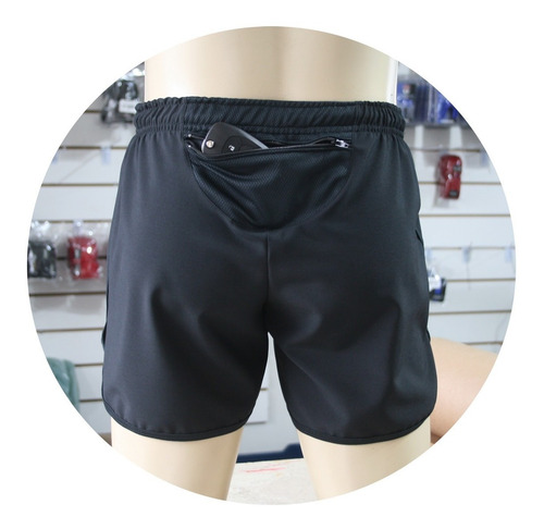 Imagem 3 de 5 de Shorts Corrida Masculino Com Bolso Cronom Tanoshi Preta