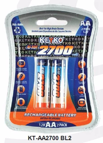 Bateria Recargables Aa 2700 Ni-mh Keyko