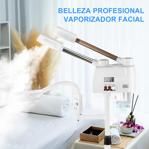 LOZAYI-Vaporizador Facial 3en1 Prof: Ozon+doblespray, Espejo/led
