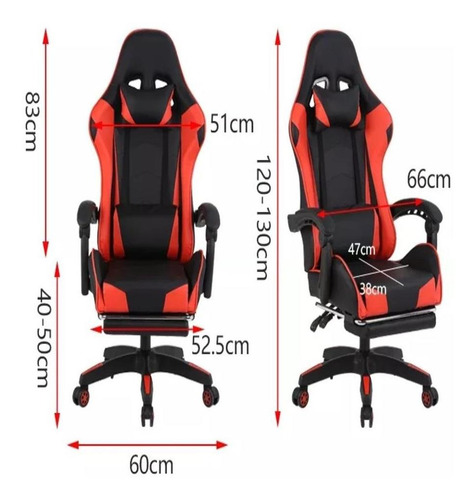 Imagem 5 de 6 de Cadeira Escritorio Gamer Fire Apoio Pés Almofadas Preta
