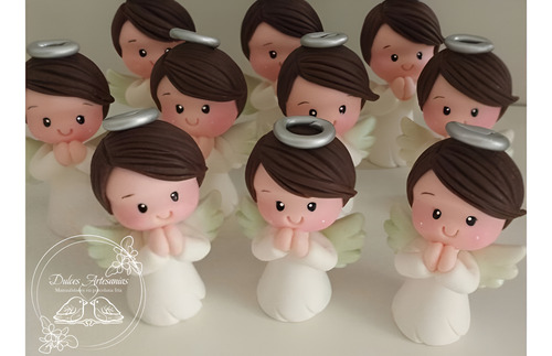Souvenir Angelitos Bautismo Comunion Porcelana Fria X 10