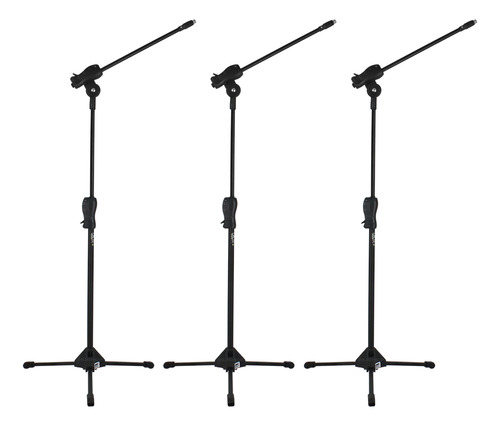 Pedestal Suporte Para Microfone Ibox Estante Girafa Kit 3 Pç
