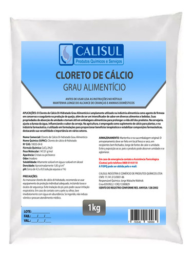 Cloreto De Cálcio Em Pó - Grau Alimentício - 1kg