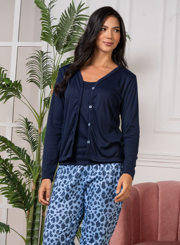 Pijama Mujer Saco Trio Camisa Pantalon Multiuso Juvenil