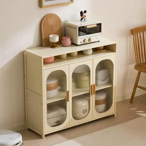 Mueble De Cocina: Estante De Bambú, Aparador Y Gabinete Color Blanco
