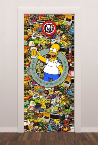 Imagem 1 de 8 de Adesivo Decorativo De Porta Duff Beer Homer Simpson Quarto