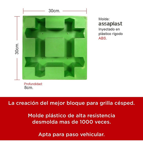 Molde Adoquín Para Fabricar Grillas Para Césped De Hormigón