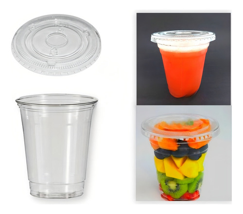 Kit 250un Copo 354ml Pet 12oz/98 Tampa Reta S/furo Bompack