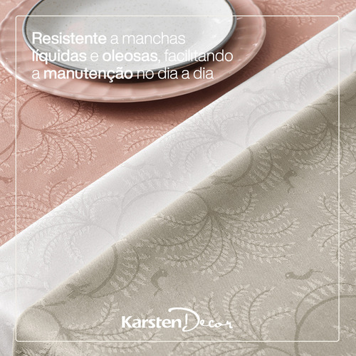 Toalha Mesa Retangular 6 Lugares Jacquard Melli Bege Karsten