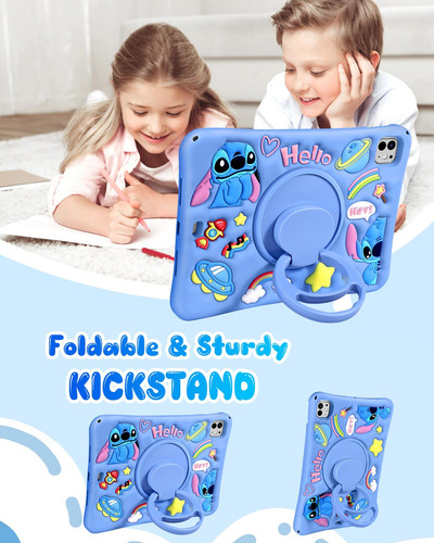 Funda Ipad Pro 11 5ª Gen M4 Diseño 3d Para Mujeres Y Niñas Azul Stit