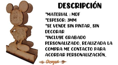 Servilletero Mickey Minnie Mouse Grabado Personalizado 20pzs