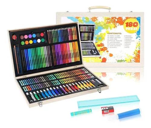 Set Arte Colores Crayones Plumones Acuarelas Estuche 220 Pzs