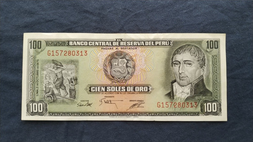 Perú Billete Antiguo 100 Soles De Oro Buen Estado 1975