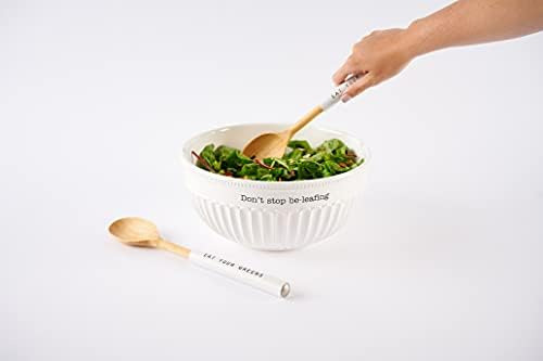 Mud Pie Dolomite, Madera Juego De Ensaladera Dont Stop Be-le