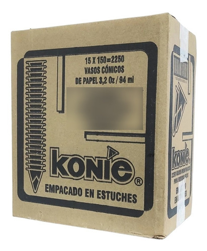 Caja De Vasos Conicos Papel - Konie 15x150 (2.250 Vasos)