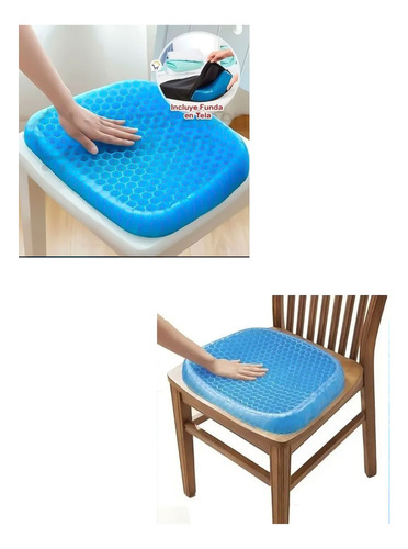 Cojin De Gel Ergonomico Para Silla O Auto Extra Confort Color Celeste