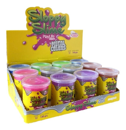 Slime Metalizado Colores X1 Pote 140gr Lavable - Del Tomate Color Varios