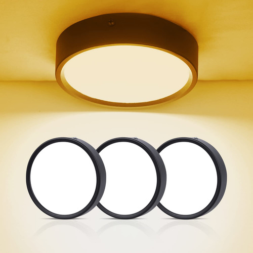 Lámpara Techo Led 25w Negro Luz Cálida 3000k Plafón Techo