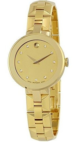 Reloj Diamante Movado Para Mujer, Cristal De Zafiro, Cuarzo