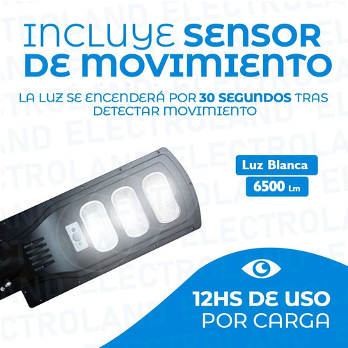 Imagen 6 de 10 de Lampara Solar Led 90w/patio Jardin Plazas Calles Exterior
