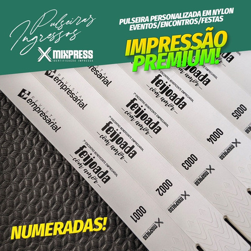 Imagem 1 de 6 de Pulseira Nylon Personalizada Festa Show Premium . 1000 Unids