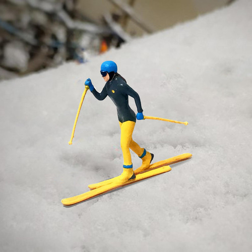 2x 1/64 Modelo En Miniatura Figuras De Esquí Escena