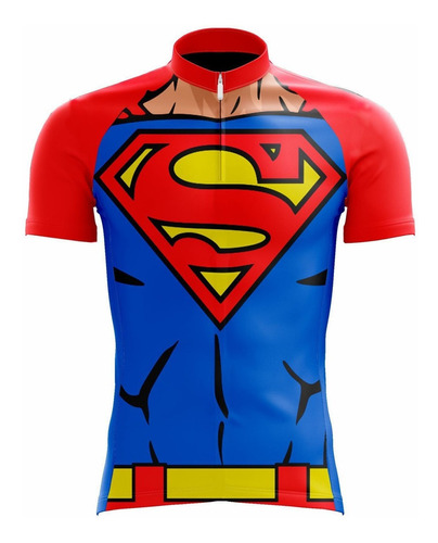 Camisa Scape Super Homem Azul E Vermelha Ciclismo Bike Dc