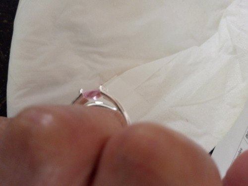 Anillo Piedra Rosa Tono Plateado Número 8 Dama Buen Fin