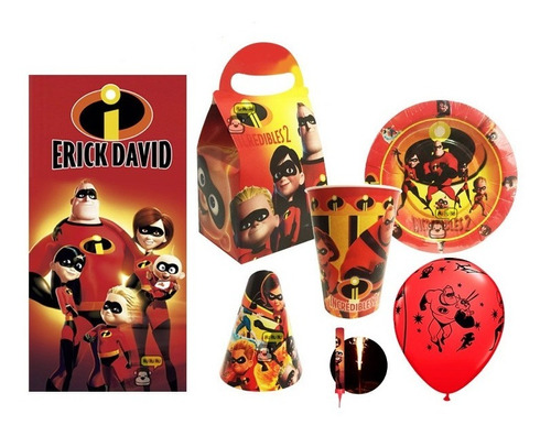 Los Increibles Kit De Fiesta 20 Niños Dulceros Platos Fiesta