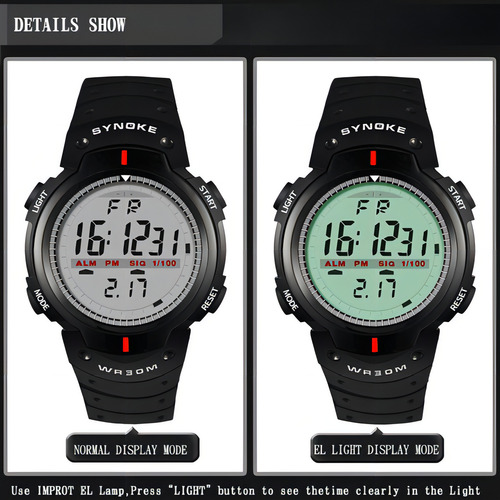 Relojes Electrónicos Led Para Exteriores Synoke Man Color del bisel Negro