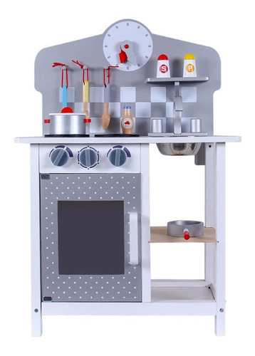 Cocina Infantil De Madera 2 Modulos Gris
