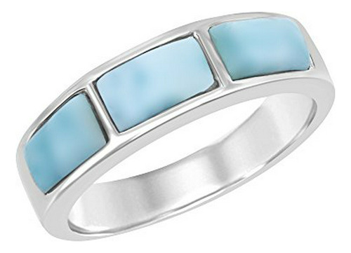 Anillo De Plata Con Larimar Cruce.