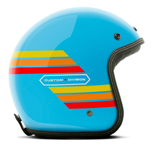 Capacete Moto Aberto Custom Vintage Etceter Old Years Cor Azul-claro Tamanho do capacete 56