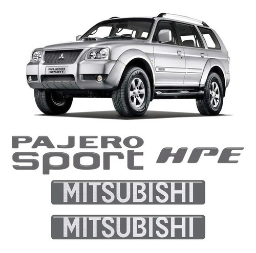 Imagem 1 de 5 de Kit Adesivos Pajero Sport + Hpe Grafite Resinados Mitsubishi