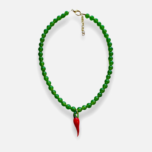 Collar Jade Verde Con Chile Vidrio Regalo Mujer Mexico