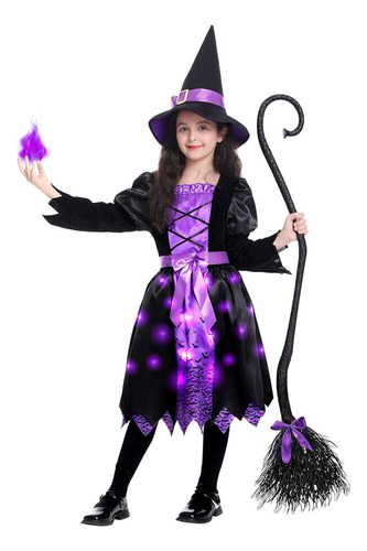 Disfraz De Bruja De Halloween Para Niñas, Conjunto