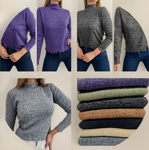 Sweater Polera Mujer Lanilla Moda Dama Elastizado Básico