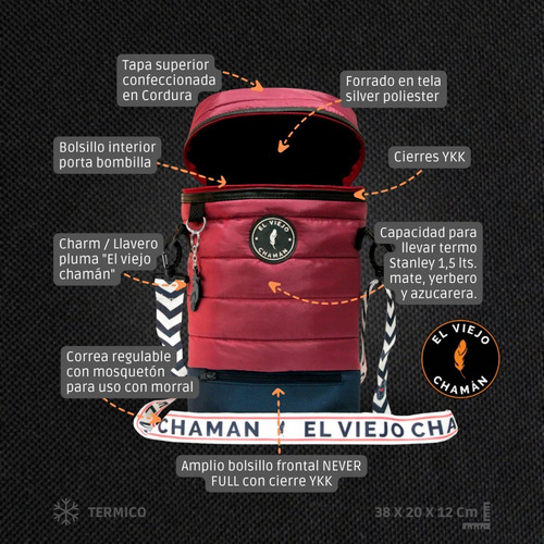Bolso Matero Mochila Morral El Viejo Chaman Cusco Colores Color Bordo con Azul