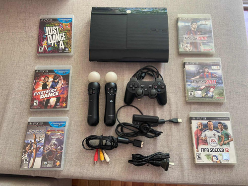 Ps3 Slim 250gb + Cámara + Move + 6 Juegos Físicos Y 1 Digita