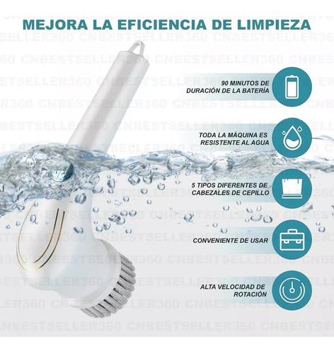 Cepillo De Limpieza Eléctrico Recargable Para Baño Y Cocina