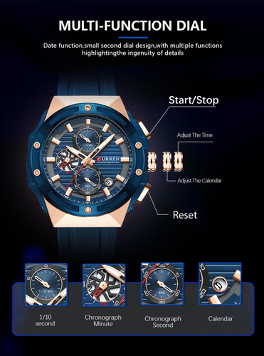 Reloj De Cuarzo Curren 8462 Para Hombre, Correa De Silicona,
