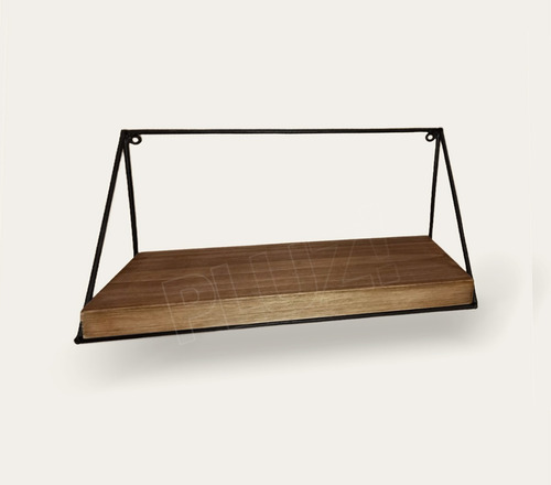 Estante Industrial Vintage 40cm Madera Y Hierro Negro