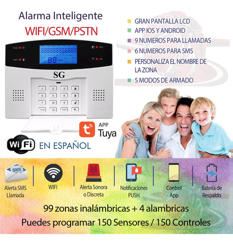 Alarma Gsm Wifi Inalambrica App Cel Seguridad Casa Vecinal