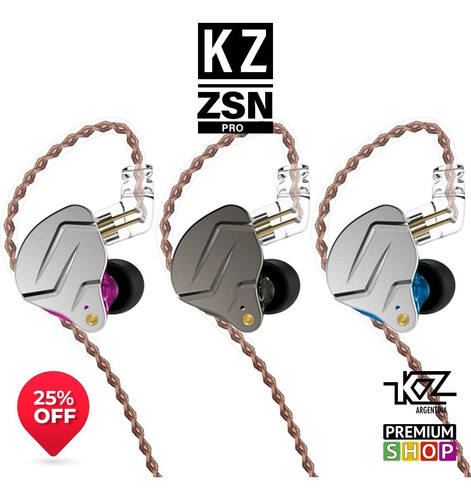 Imagen 2 de 3 de Auriculares In Ear Kz Zsn Pro Monitor 2 Vias Sin Microfono